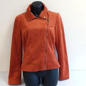 So soft.Bagetelle sz Med Jacket Copper suede-like. Pewter zips. Soft gray liner.